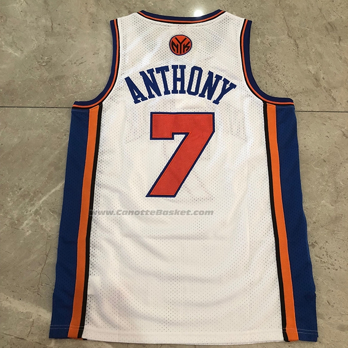 Maglia New York Knicks Carmelo Anthony No 7 Mitchell & Ness 2010-11 Bianco